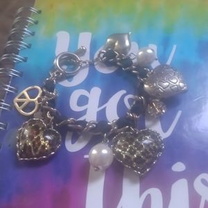Vintage B J Heart Charm Bracelet